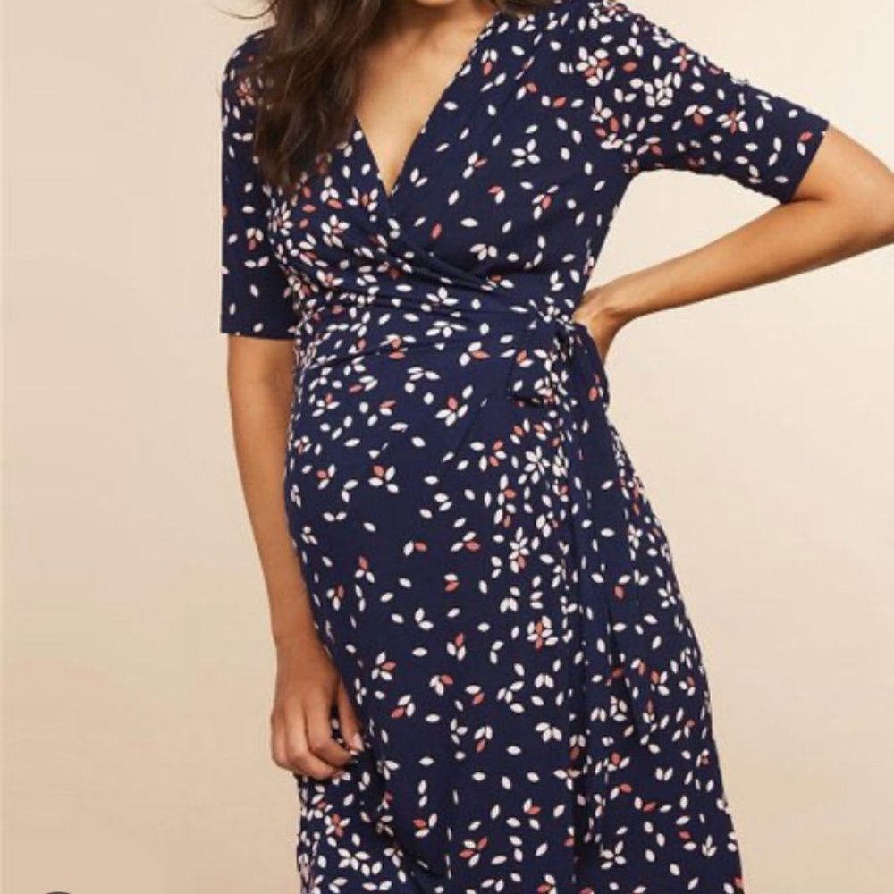 Motherhood Maternity Navy Floral Wrap Dress